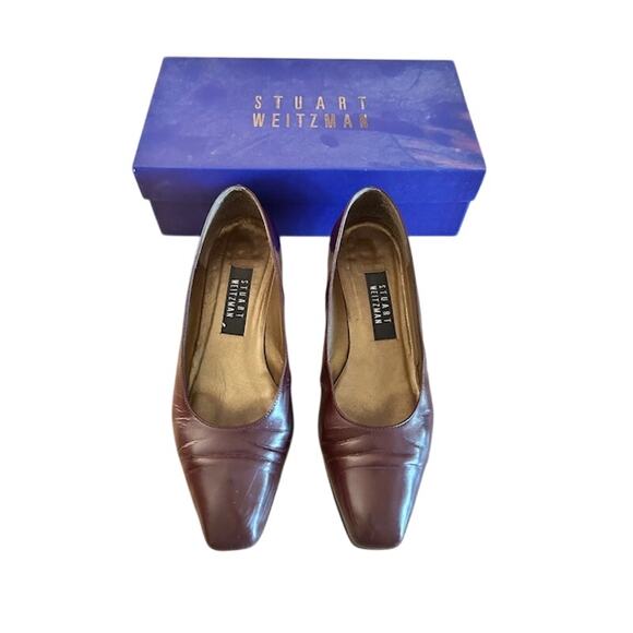 Stuart Weitzman Taurus Pumps Bordeaux Mirror Calf 8.5B - Picture 1 of 10